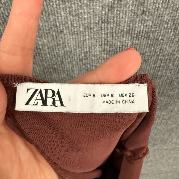 Zara Bodysuit Womens Small Rust V-Neck Spaghetti Strap Fitted Tank Top - Picture 8 of 8